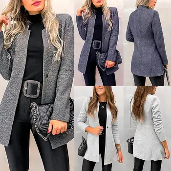 

Women Coat Simple Slim Autumn and Winter Coat Women Slim OL Commuter Style Woolen Coat