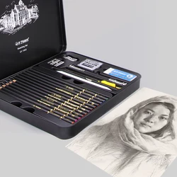 Aibelle – ensemble de crayons à charbon de bois, 31 pièces, effaceur pour croquis, peinture artistique, fournitures de dessin artistique 