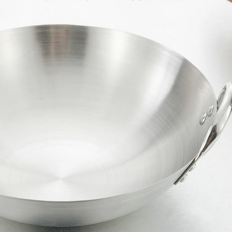 Нержавеющая сталь без покрытия Woks газовая плита традиционный горшок ручной работы с двойным ухом шеф-повара жарить ВОК