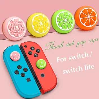 

Cute Lemon Thumb Grip Caps Silicone Rocker Caps JoyCon Joystick Cover Shell 3D Fruit Button Cap For Nintendo Switch Accessories