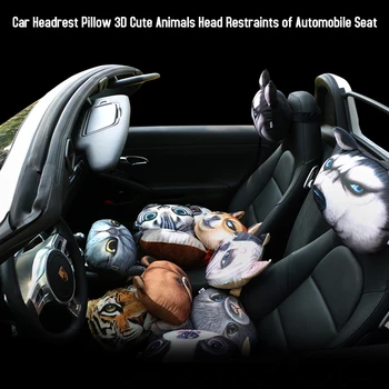 

Hot Car Headrest Pillow Husky Pet Dog Auto 3D Cute Animals Head Restraints of Automobile Seat Car Accessories 2019