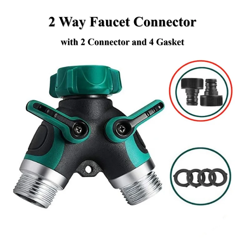 

Y-shaped Water Connector Tap Distributor 2-Way Garden Plant Faucet Water Hose Splitter Irrigation Valve Outdoor Tap EU/US Type