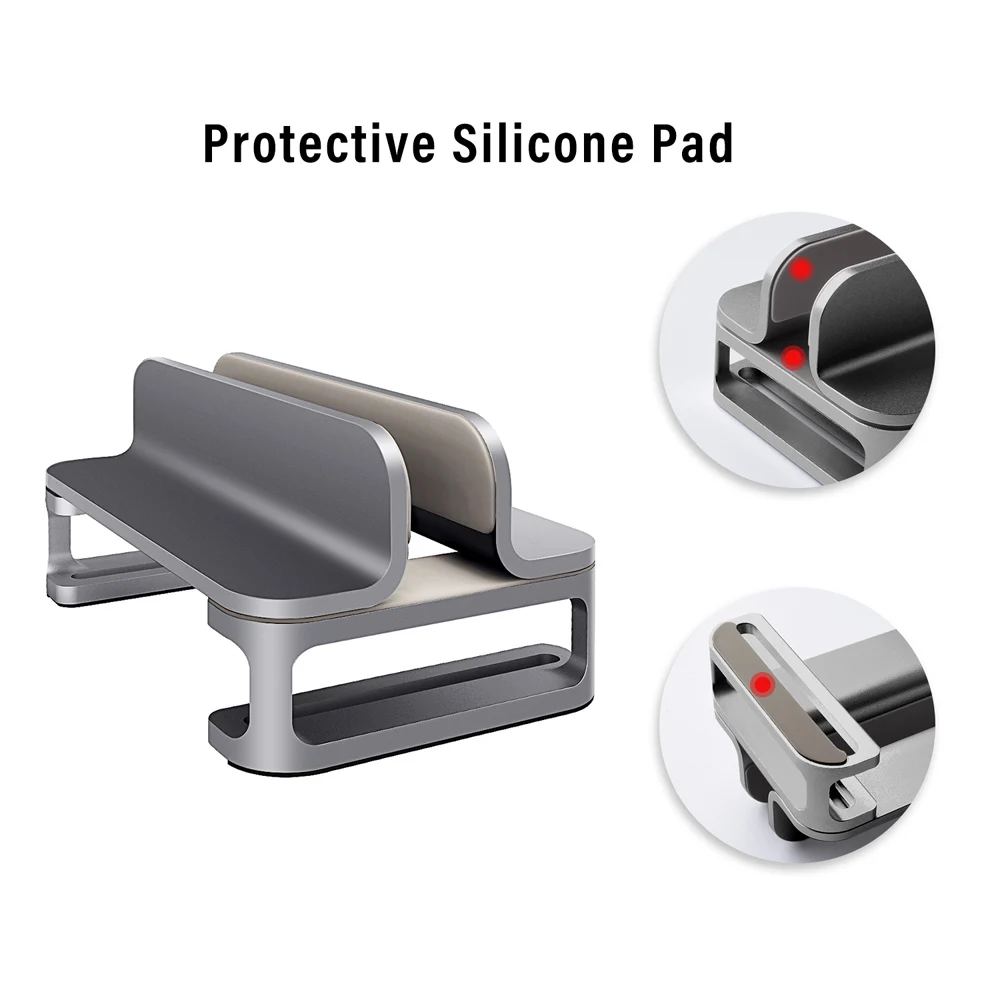 Vertical Cooling Laptop Stand Aluminum Single/Double Desktop Holder w/Adjustable Dock for Notebook MacBook Dell HP More 10-17.3"
