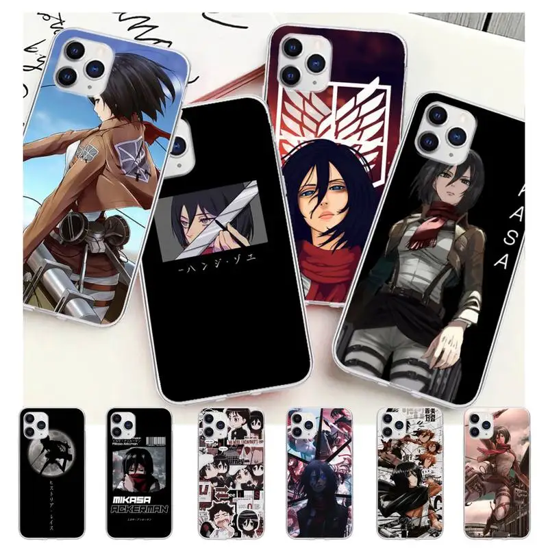 Attack On Titan Mikasa Ackerman Transparent Mobile Phone Case Cover For IPhone 12 11 Pro Max Xs X Xr 7 8 6 6s Plus 5 5s Se 2020 | Мобильные