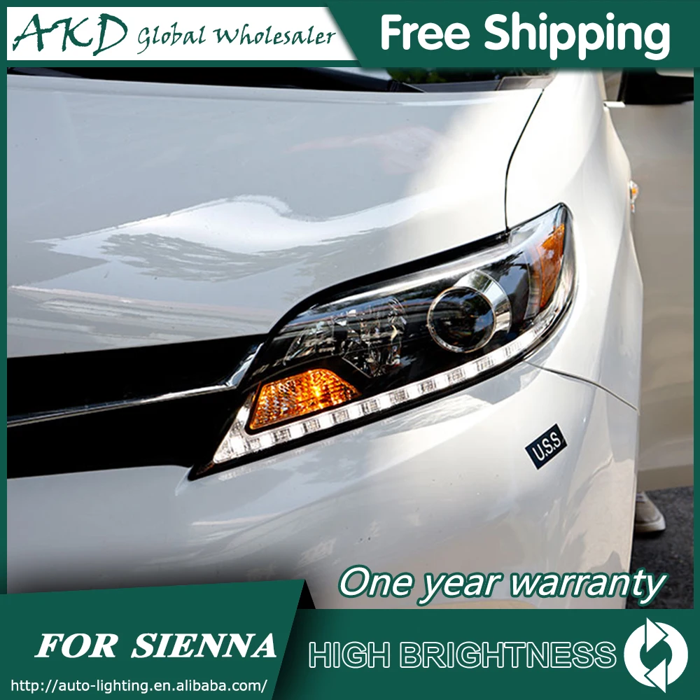 Фары для Toyota Sienna 2011- DRL дневные ходовые огни головная лампа светодиодный Биксеноновая лампа Противотуманные фары тюнинг автомобильные аксессуары