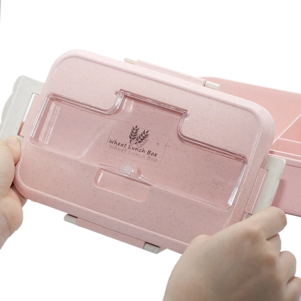 Microwave Lunch Box Wheat Straw Dinnerware Food Storage Container Children Kids School Office Portable Bento Box