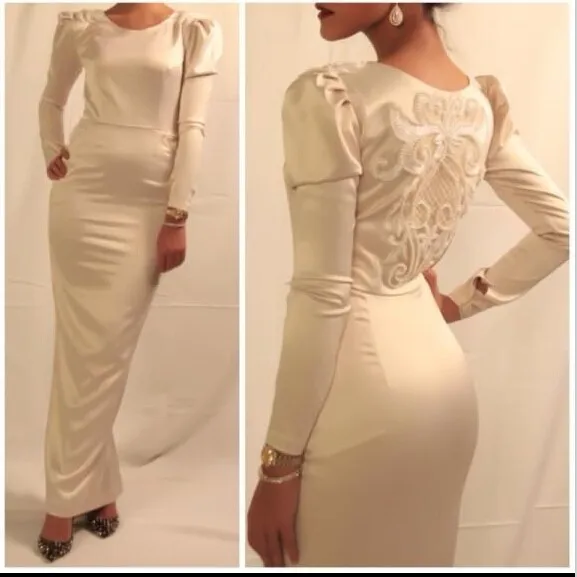 Robe de soiree vestido de noiva, длинный рукав, облегающее вечернее торжественное платье, женское элегантное выпускное платье, платья для матери невесты