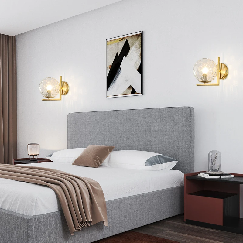 

Vintage Glass E27 Source Wall Lamps for Bedroom Lustre Led Wall Light Fixture Sofa Background Sconce Living Room Gold Wall Light