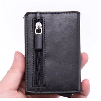 

YAMBUTO Smart RFID Blocking Card Wallet Vintage PU Leather Coin Purses Magnetic Closing Card Holder Money Bag With Zipper