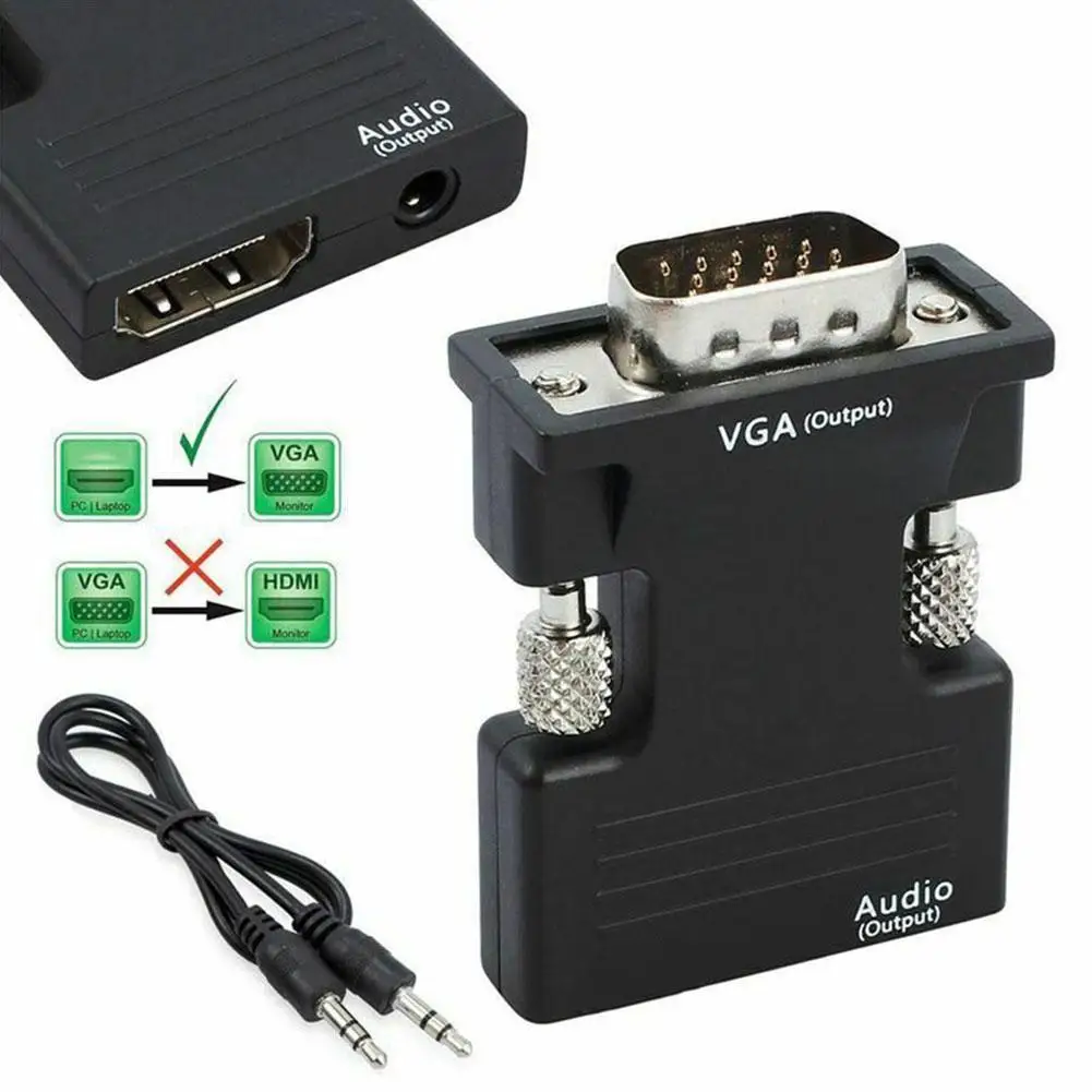 1080P HDMI-compatible to VGA Adapter Digital Analog Converter Audio For PC Laptop Video Projector Box Cable TV I6P0 | Электроника