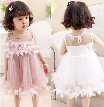 

Flower Kids Baby Girl Clothing Dress Princess Sleeveless Ruffles Tutu Ball Petal Tulle Party Formal Cute Dresses Girls