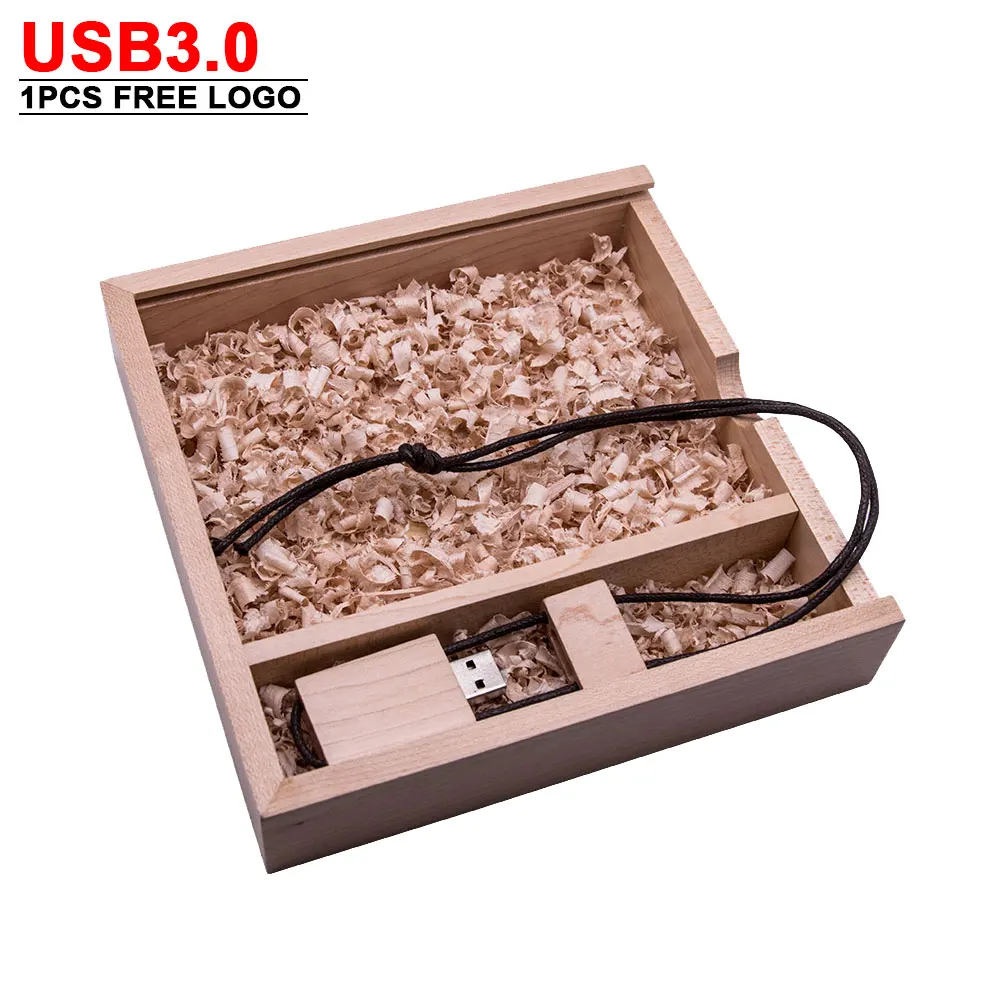 Деревянный Usb + коробка 3 0 бесплатный логотип флэш накопитель 64 Гб Memoty Stick 32 ГБ 16 8 4