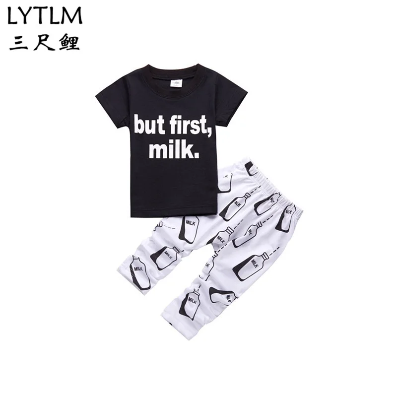 LYTLM Одежда для новорожденных Летние Стильные хлопковые футболки с коротким рукавом+ штаны Одежда для младенцев комплекты одежды для малышей из 2 предметов одежда для маленьких мальчиков - Цвет: 106