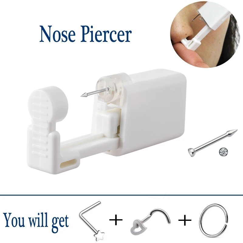 Disposable Sterile Nose Ring Stud Piercing Gun Unit Piercing Tools Nose Piercer 