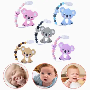 

Cute Infants Molar Toy Cartoon Animal Koala Tooth Gel Pacifier Chain Newborn Baby Silicone Teether Bathing Gifts Chupete