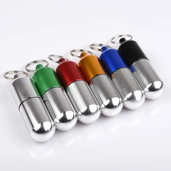 

Portable Pill Holder WaterProof Aluminum Keychain Medicine Storage Box Case Survival Drug Carry Container for Traving Hiking