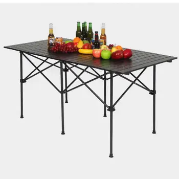 

Outdoor Folding Table Long Strip Table Portable Camping Picnic Table Self-driving Field Dining Table Simple Aluminum Table