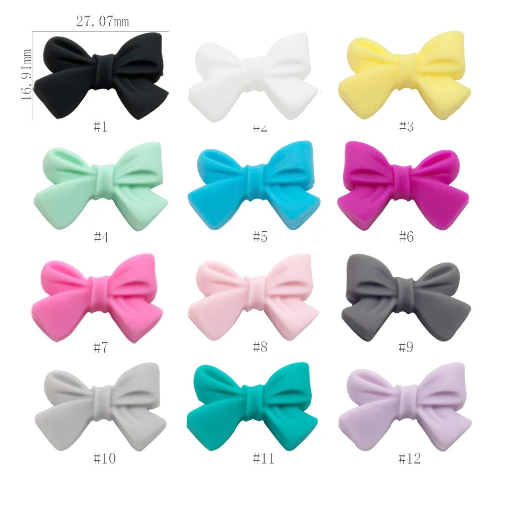 Cute-Idea Baby Silicone Beads 20pcs Bow Chewing Teething beads diy Baby Pacifier Chain Nuring toys Accessories Baby Product gift