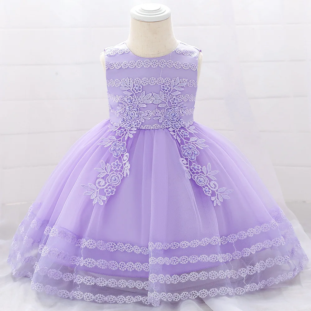 

2020 Europe And America Infants New Style Girls Flower Stickers Puffy Princess Dress Infant a Year of Age Wash Formal Dress Baby