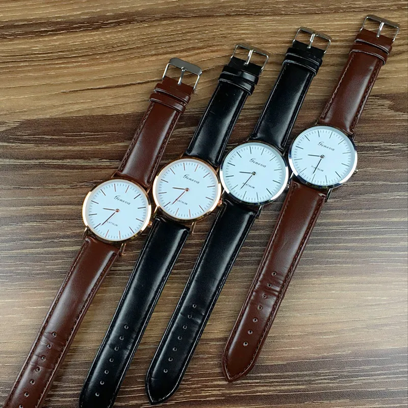 

Hot Selling Ultra-Thin Belt Watch Two Needle MEN'S Watch Women's Fashion STUDENT'S Watch Quartz Watch Couple Watch