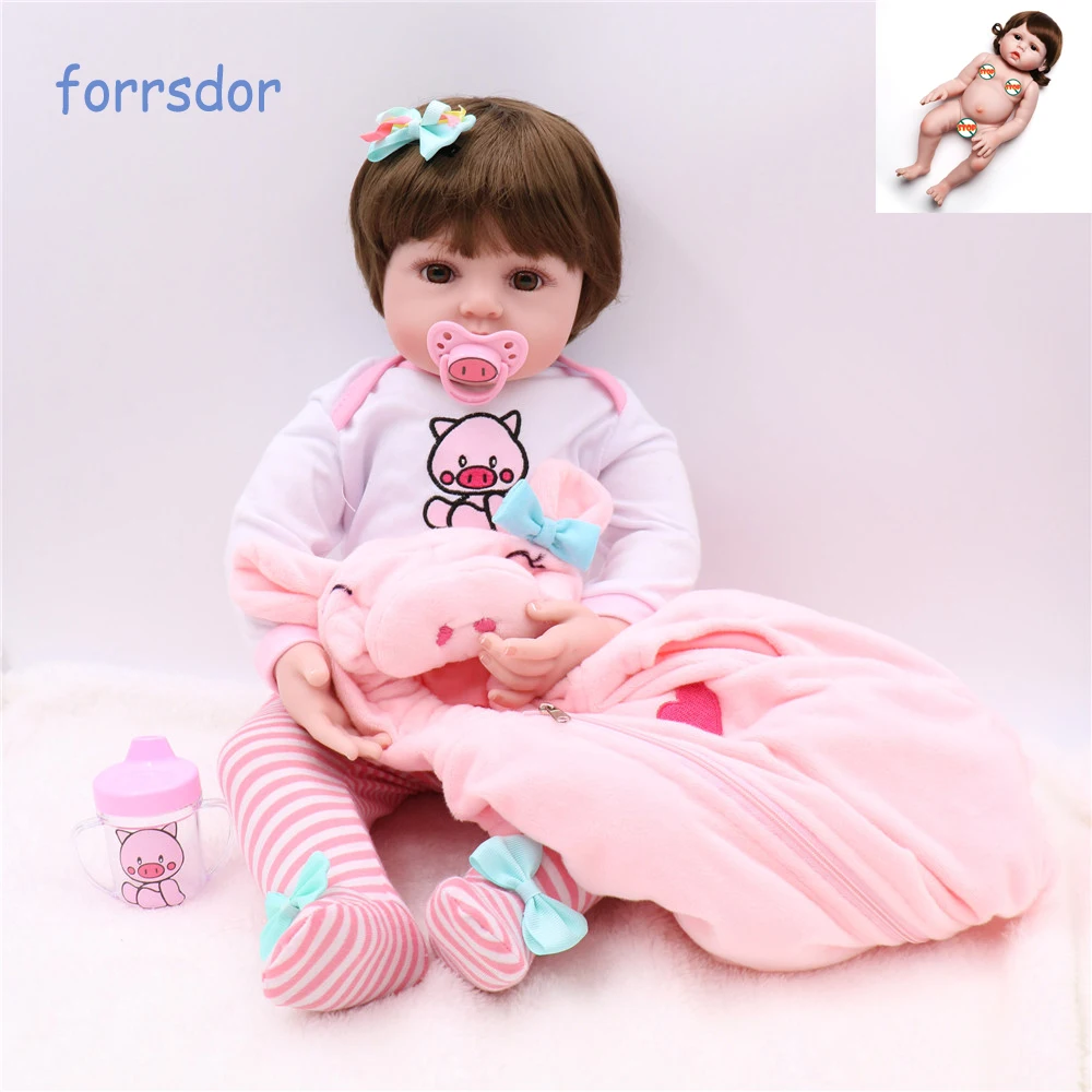 Newborn 19-inch full silicone doll babe reborn realistic doll baby Handmade Toddler Dolls toy  best birthday gift for kids