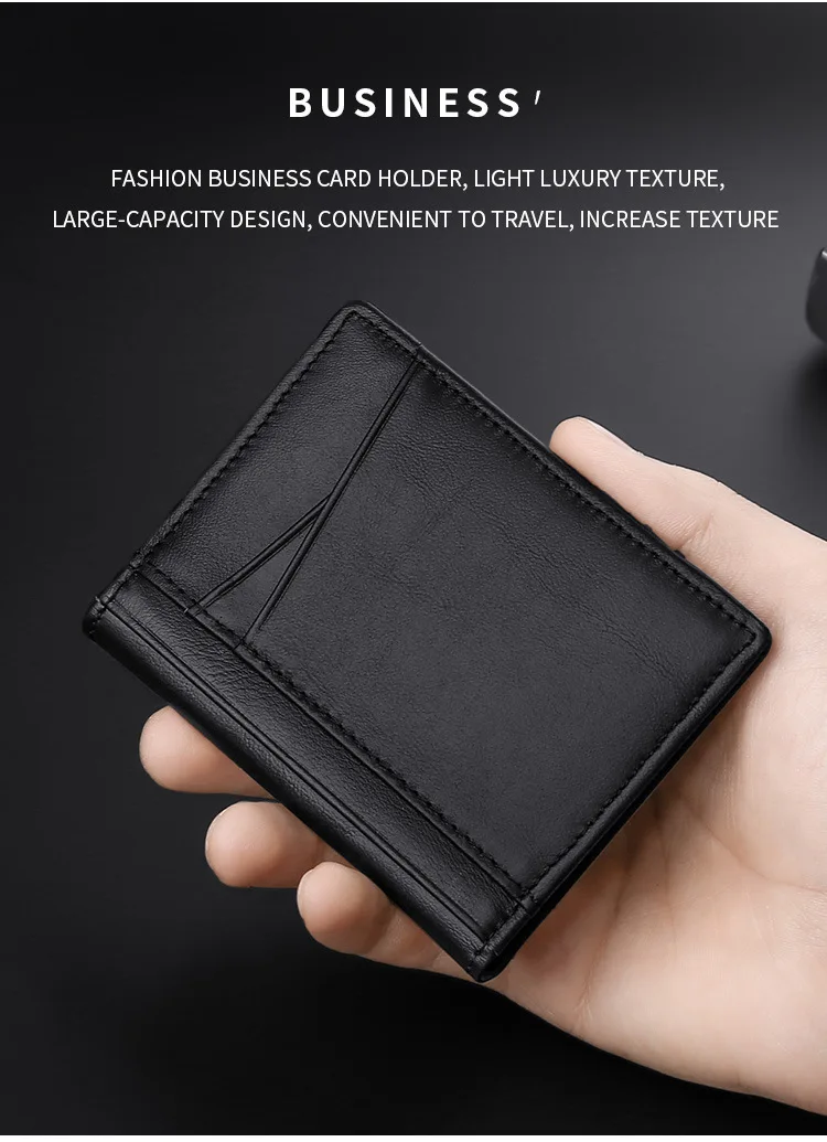 Men Minimalist Slim Card Holder Genuine Leather Card Wallet Slim Line Ultra Thin Mini Small Rfid Passport Id Card Holder Male
