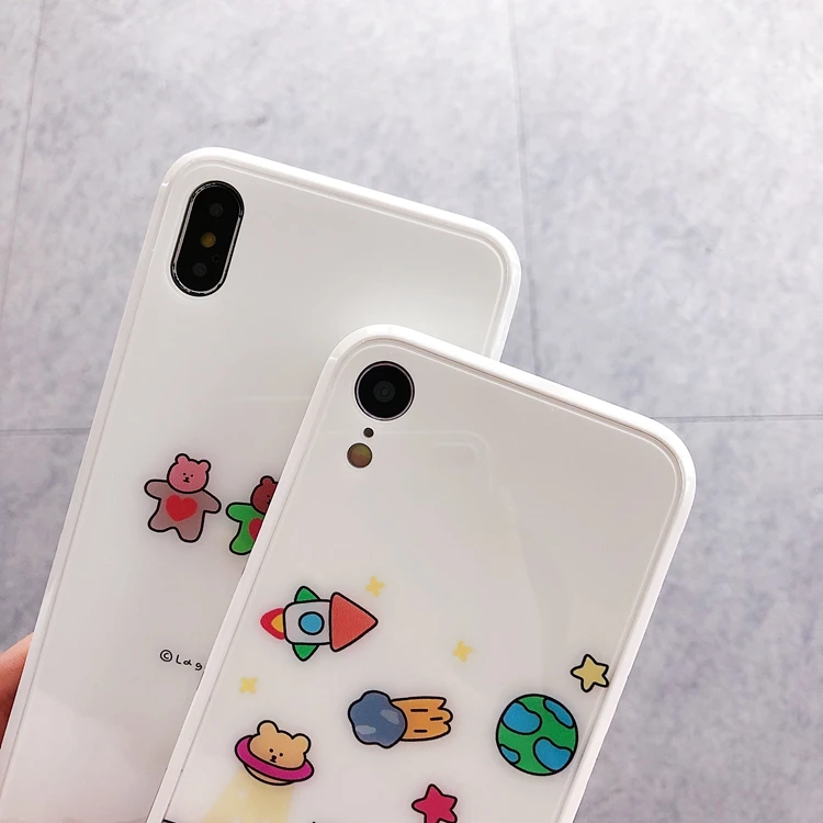 Ins милый стеклянный чехол для телефона iphone 11 XS Max XR X 8 6S Plus мягкий силиконовый