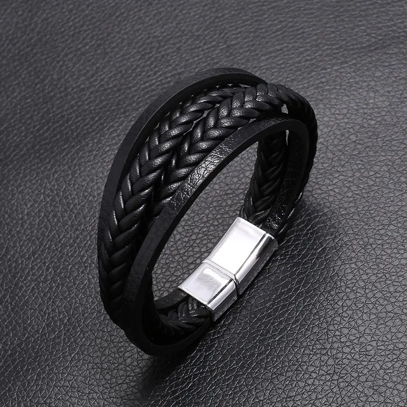 LETAPI New Fashion Classic Genuine Leather Bracelet For Men Hand Charm Jewelry Multilayer Male Bracelet Handmade Jewelry - Image 4