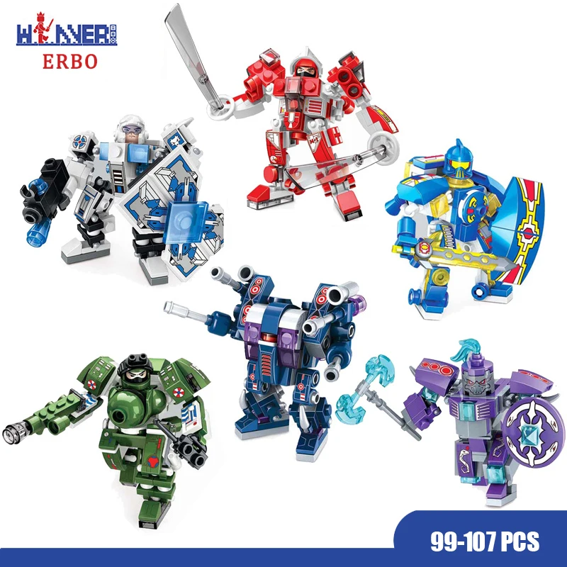 ERBO 99-107 шт Treansformation City Engineering Technic Machine Robot Building Block сборные модели наборы игрушки для