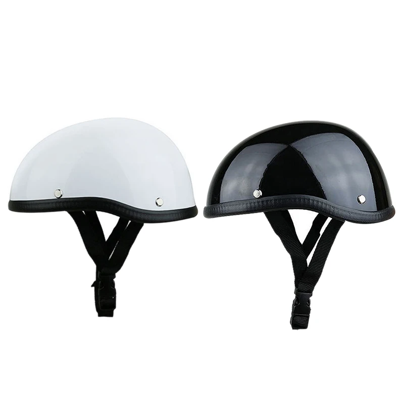 

2Pcs Skull Cap Motorcycle Helmet Vintage Half Face Helmet Retro German Style Chopper Cruiser , Bright White & Bright Black