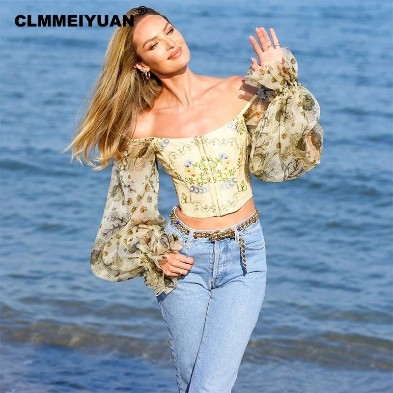 Осень 2019 без Плеч кардиган рубашки Женская Сексуальная короткая поясничная