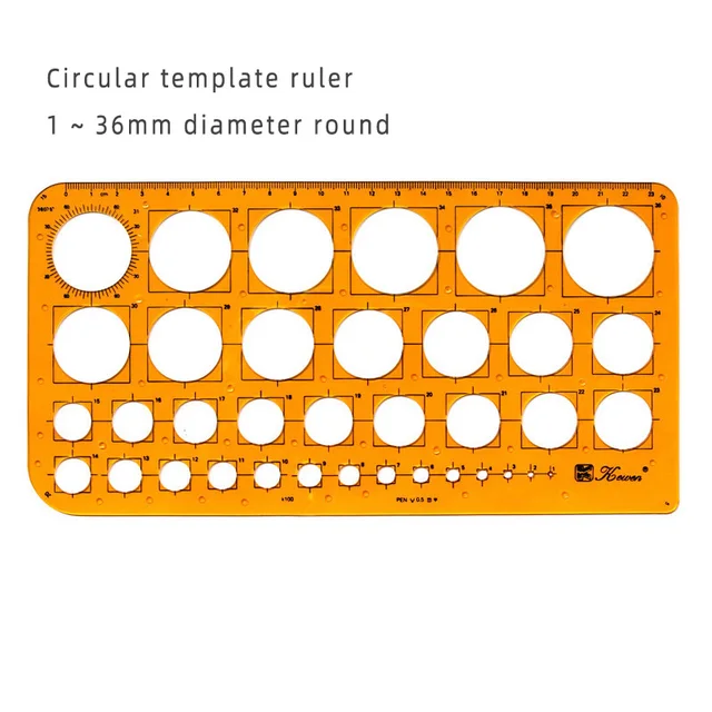 Circular oval ruler durable K Resin drawing design furniture architect template drafting ruler template measuring ruler 3