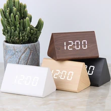 Orologio digitale a LED sveglia in legno tavolo controllo del suono orologi elettronici Desktop USB/AAA alimentato