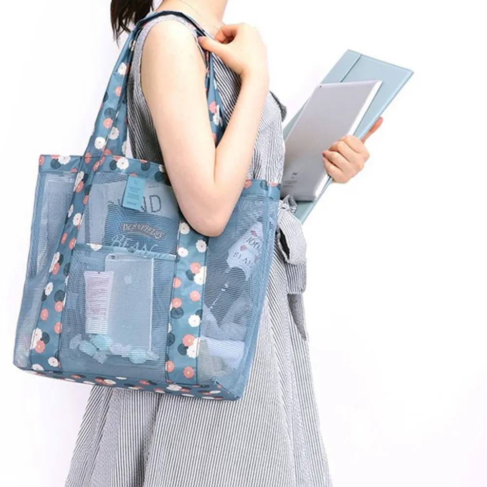 Folding Sand Mesh Bag Oxford Cosmetics Outdoor Summer Picnic Travel Bag Fashion Clothes Towel Female Storage Bags