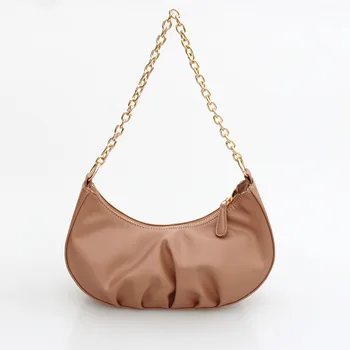

Pleated Half Moon bags for women 2020 summer wild armpit bag chain shoulder crossbody bags purses and handbags bolsa feminina