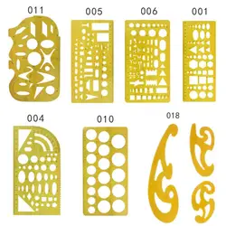 1 Set Hollow-out Circle Drawing Template Draft Ruler Measuring Geometric Ruler Stationary Supplies for School Office (Ye