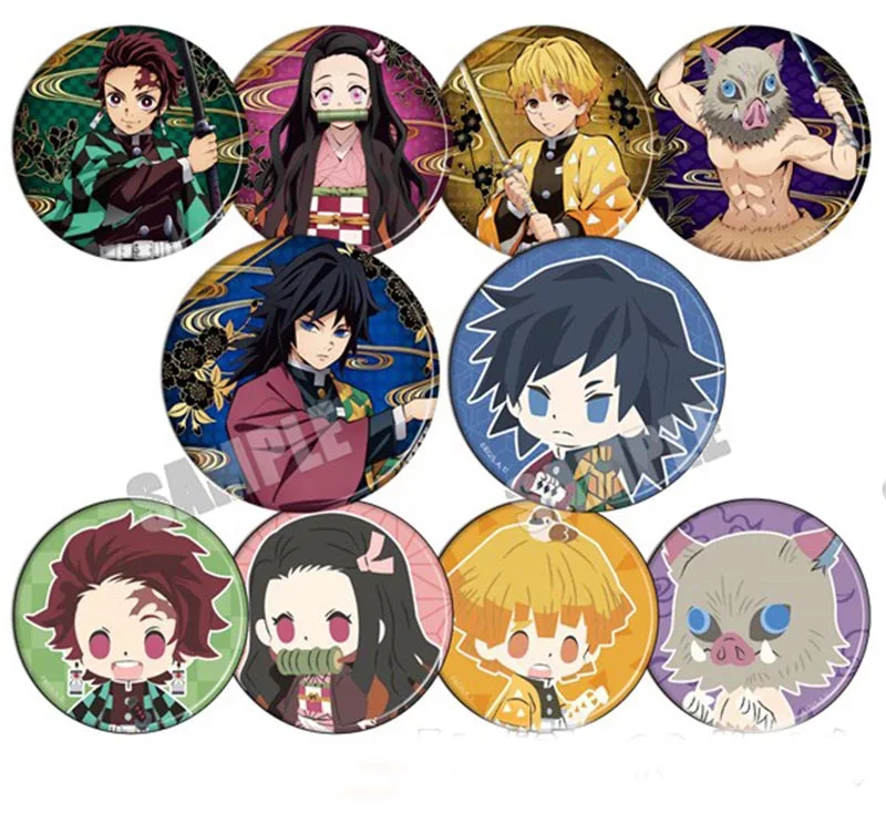 

10pcs Comics Demon Slayer: Kimetsu no Yaiba Pin for Backpack Bags Collection Accessories Pins Cosplay Badge Brooch Collectible