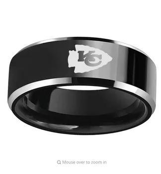 

Kansas City Chiefs logo stainless steel ring tail ring male ring ring personality trend fashion jewelry hand jewelry JZ030