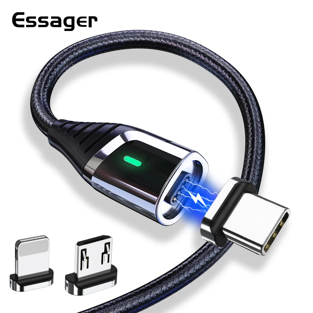 Магнитное зарядное устройство Essager Micro USB кабель для iPhone samsung провод для быстрого заряда шнур USB магнит кабели для мобильных телефонов кабель Шнур