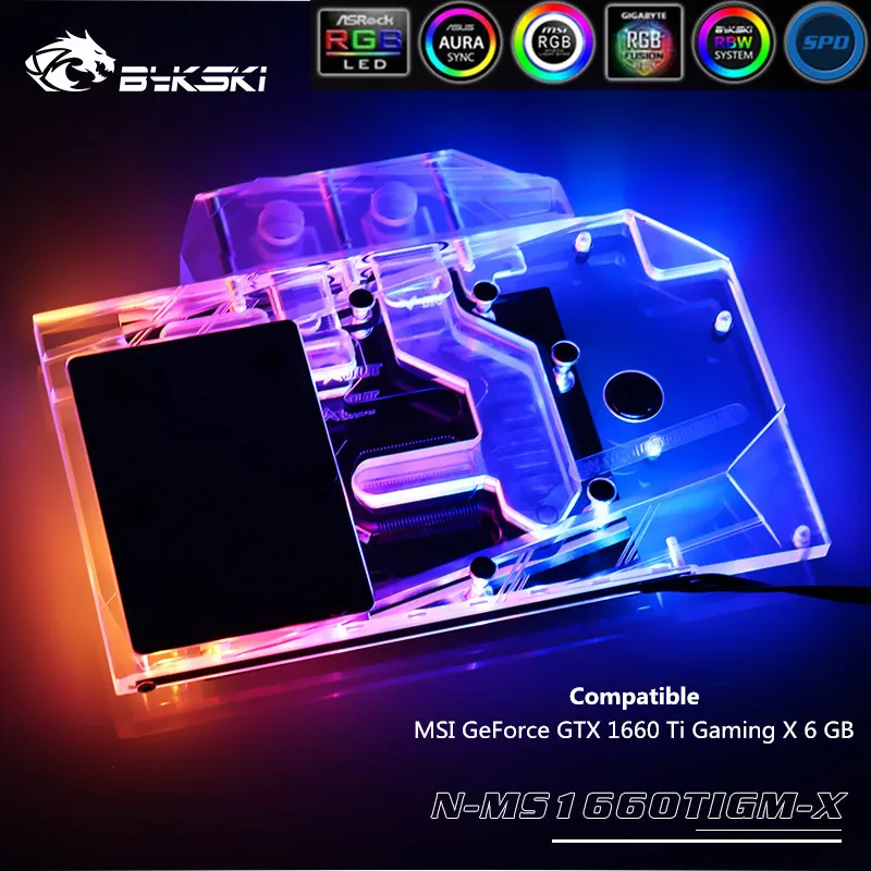 Bykski полный охват RGB/A RGB GPU водяной блок для VGA MSI GeForce GTX 1660 Ti Gaming X 6 GB графическая