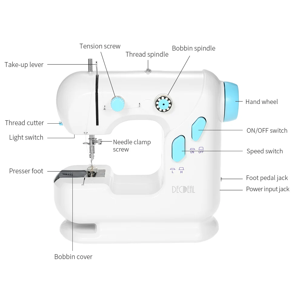 

Hot Sewing Machine Multifunctional Electric Household Sewing Machine with Extension Table Double Thread Double Speed AC100-240V