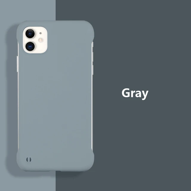 Slim Hard PC Frameless Phone Case For iPhone 13 12 11 Pro Max Mini XR XS X 6 6S 7 8 Plus SE 2 Shockproof Matte Solid Color Cover Gray