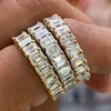 Luxury Paved Square Cubic Zirconia Promise Love Rings for Women