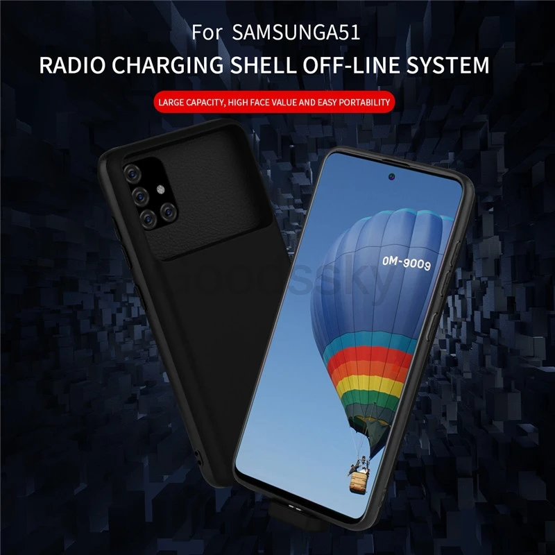 5000 мАч чехол для зарядного устройства для samsung Galaxy A51 A71 Тонкий Силиконовый противоударный чехол для мобильного телефона чехол с зажимом