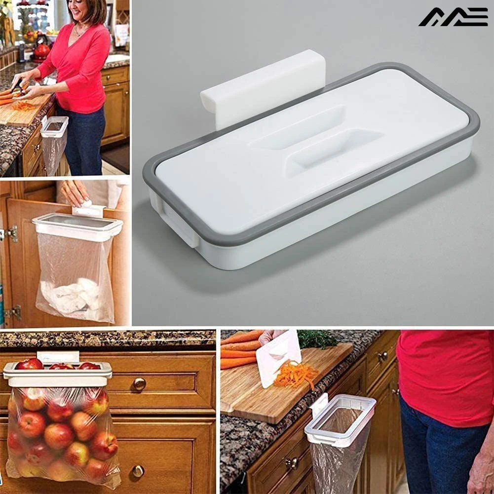 Kitchen Cabinet Door Trash Rack Hanging Storage Rack Trash Bag Hanger Kitchen Trash Can Plastic Bag Holder Storage Bag kitchen