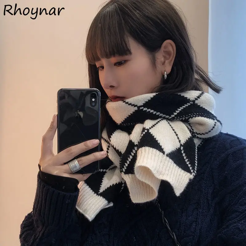 Scarves Women Knitting Plaid Warm Comfortable Fashion Leisure All-match Korean Version Winter Feminino Students New Arrival Ins |