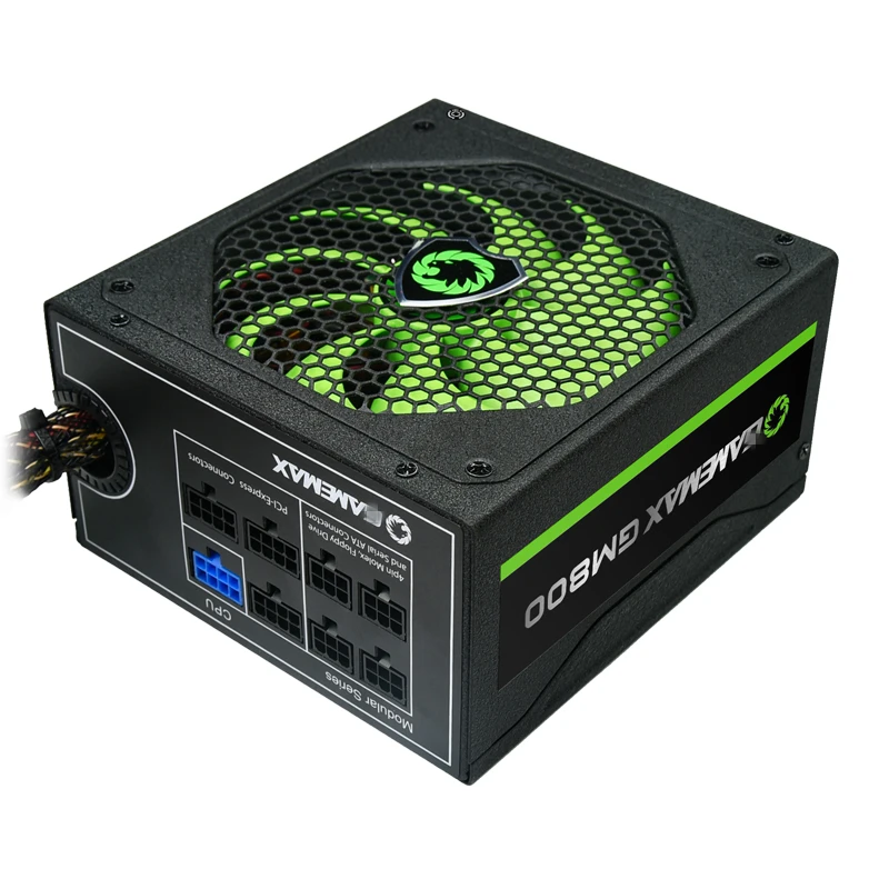 Блок питания для GameMax ATX12V полумодульный 80 плюс Бронзовый бесшумный блок питания для видеоигр 800 Вт блок питания GM-800