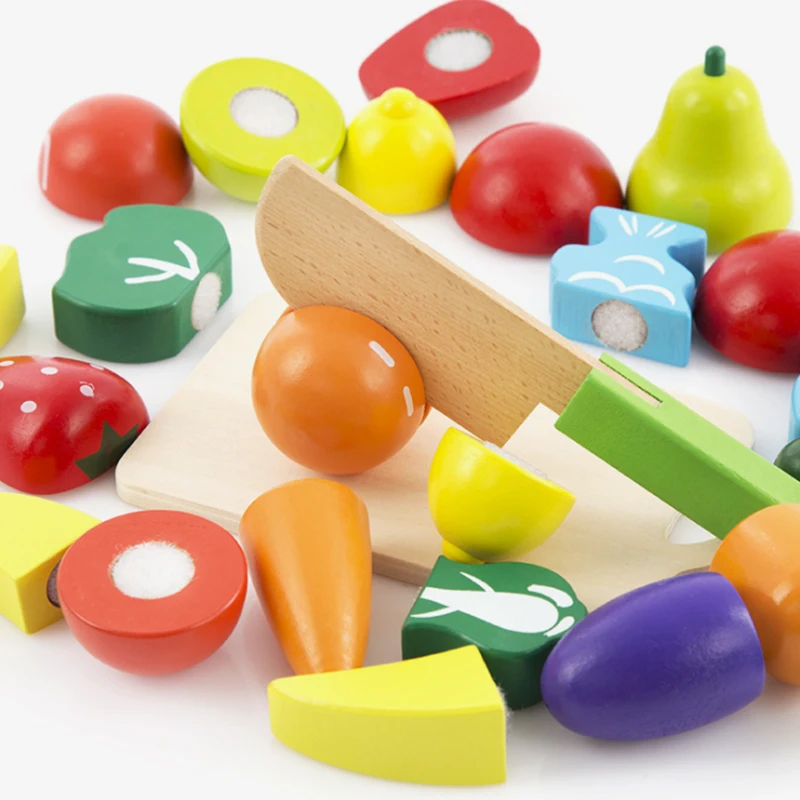 2021New Parent-child Interactive Cooking Simulation Miniature Food Model Cut Wooden Fruits And Vegetables Early Educational Toy