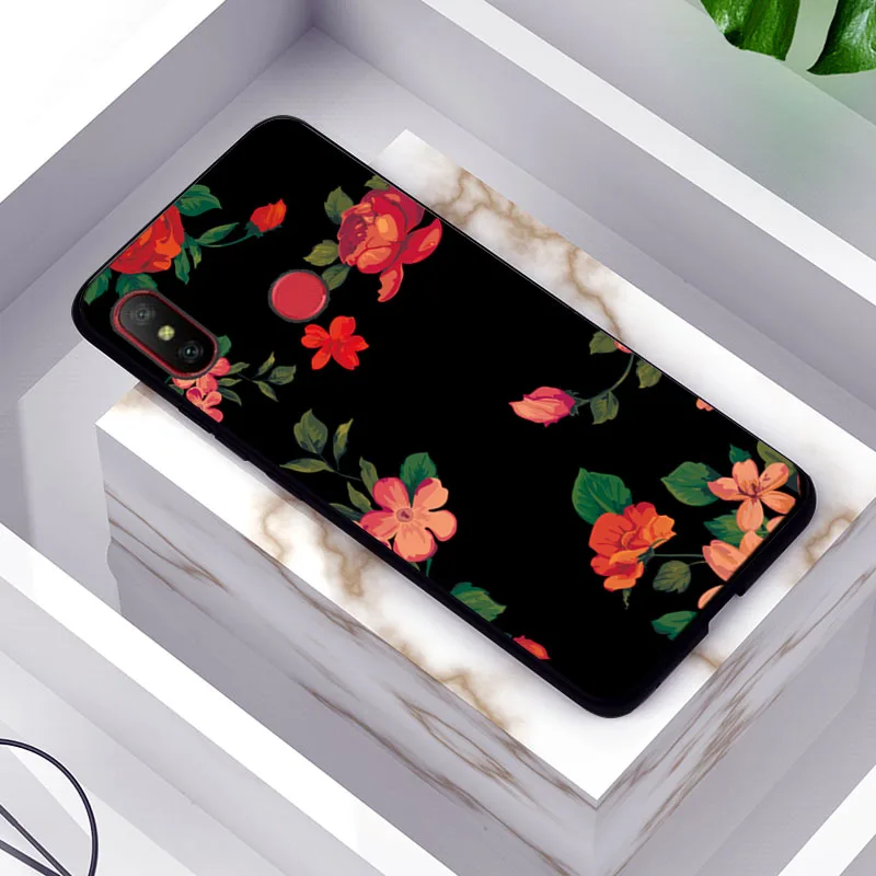 Красивый чехол для телефона с цветами для Xiaomi Redmi Note 5 6 7 Pro, чехол, черный ТПУ для Redmi Note 4X4, чехол для Redmi 6A 7A, задняя крышка - Цвет: TPUBLK609