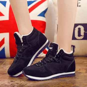 

Slip On Round Toe Men's Sneakers Casual Plus Velvet Winter Warm Short Ankle Boots Plush Man's Low-Top Snow Shoes